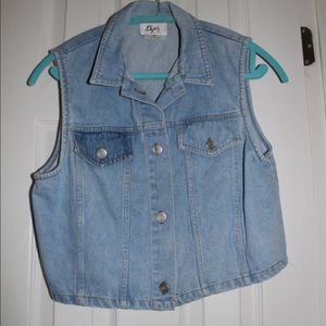 Vintage denim vest with art